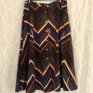 Retro pattern midi skirt